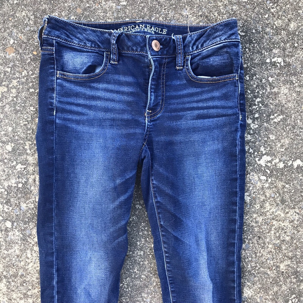 American Eagle Jeans Jeggings Super Stretch Crop Jeans Size 2 Long  LNC Dark - Picture 4 of 12